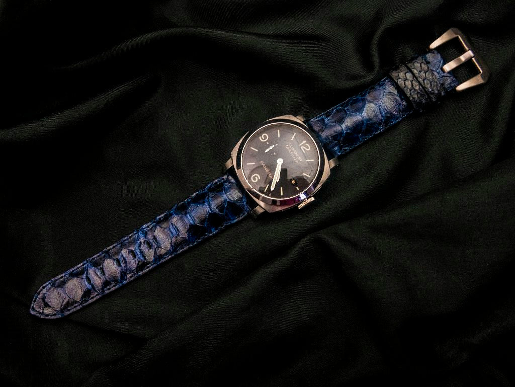 BLUE PYTHON LEATHER STRAP - Lac Crado 