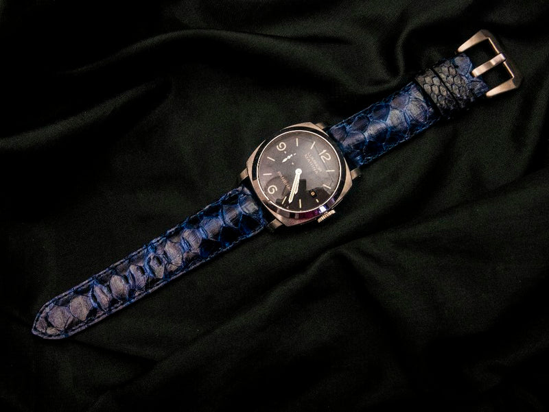 BLUE PYTHON LEATHER STRAP - Lac Crado 