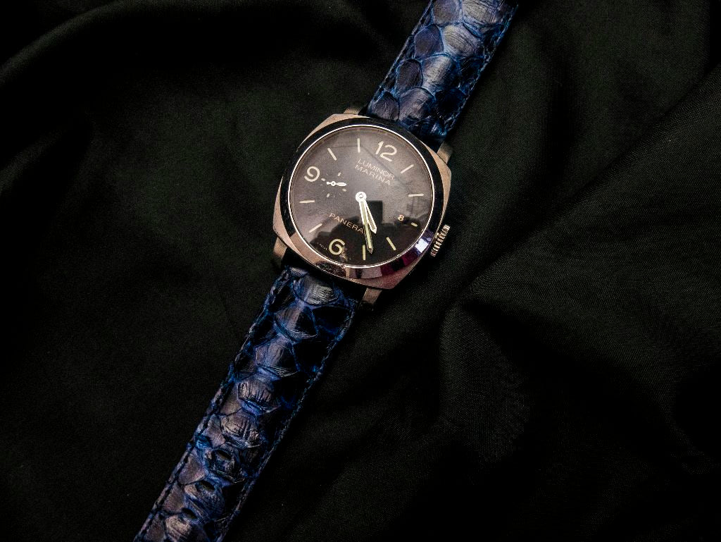 BLUE PYTHON LEATHER STRAP - Lac Crado 