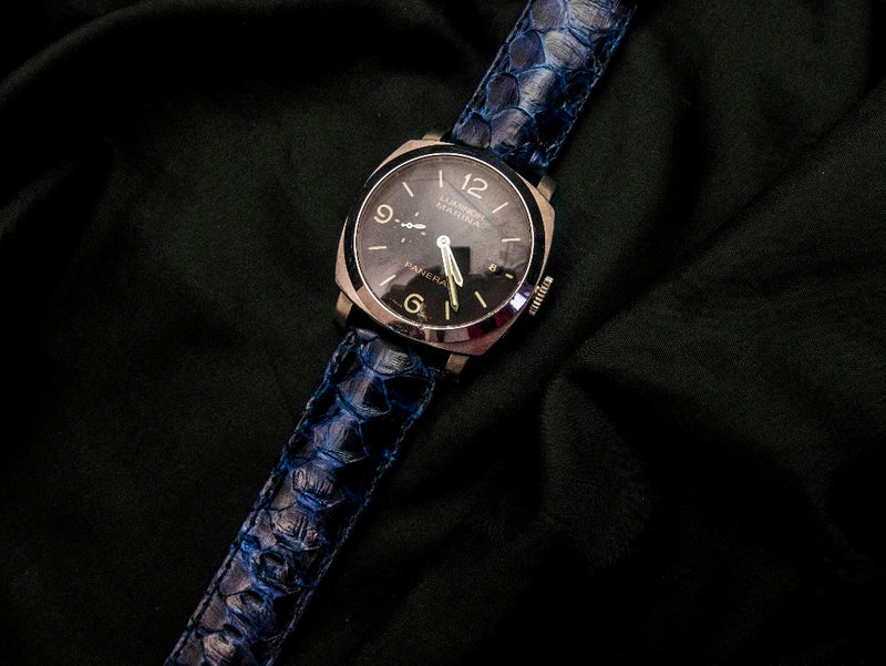 BLUE PYTHON LEATHER STRAP - Lac Crado 