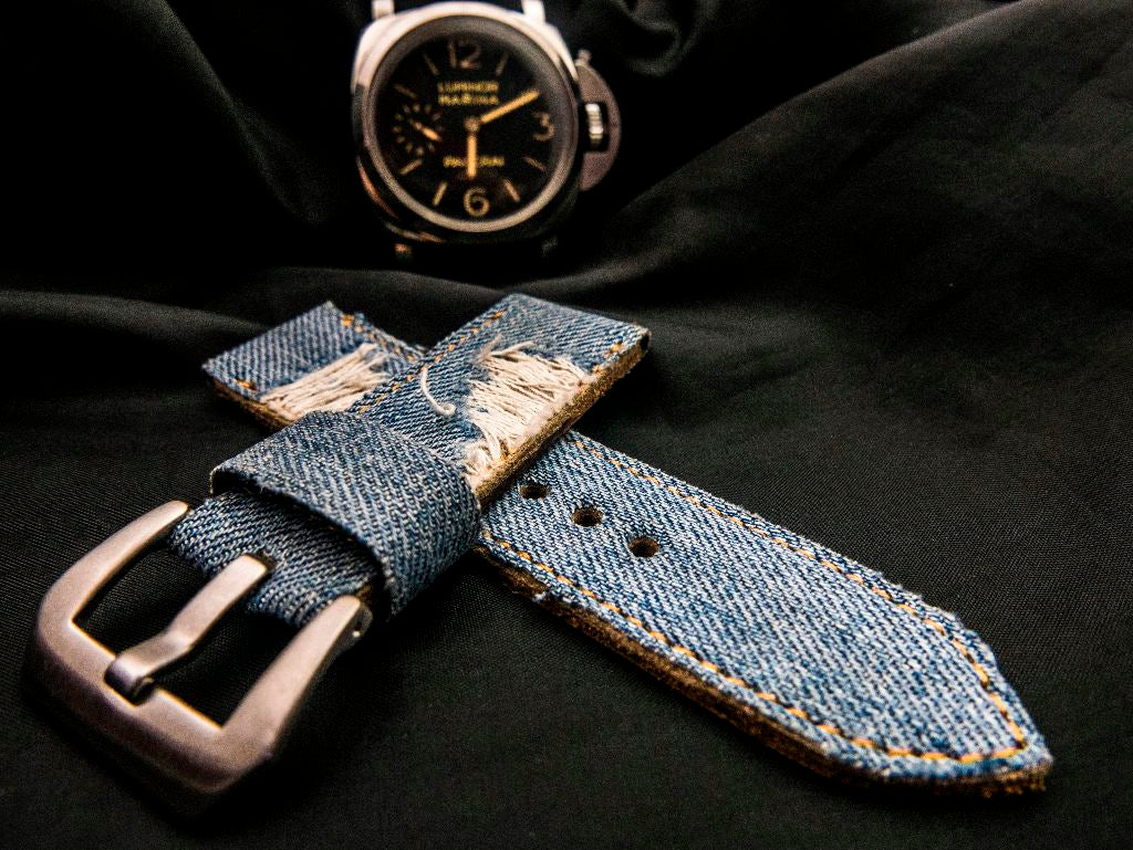 BLUE DENIM LEATHER STRAP - Lac Crado 