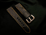 BLACK DENIM LEATHER STRAP - Lac Crado 
