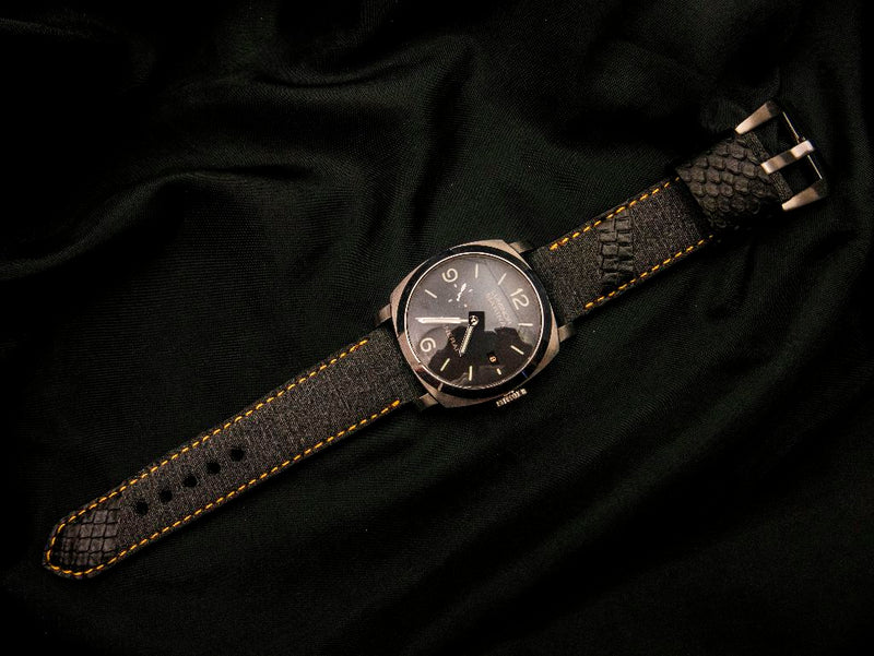 BLACK DENIM LEATHER STRAP - Lac Crado 