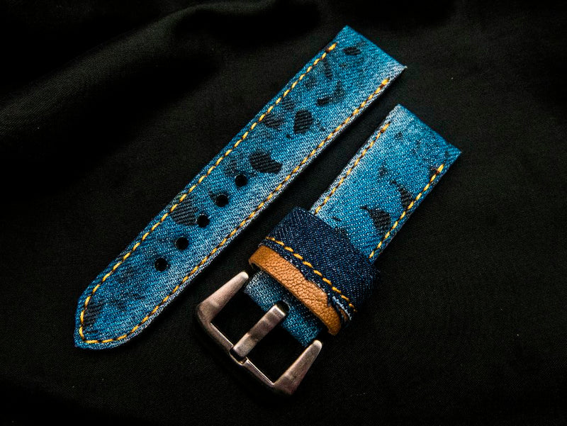 BLUE DENIM LEATHER STRAP - Lac Crado 