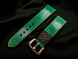GREEN DENIM LEATHER STRAP - Lac Crado 
