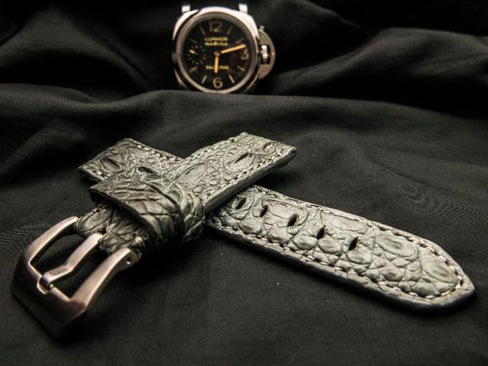 GREY CROCODILE BELLY LEATHER STRAP