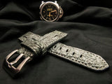 GREY CROCODILE BELLY LEATHER STRAP