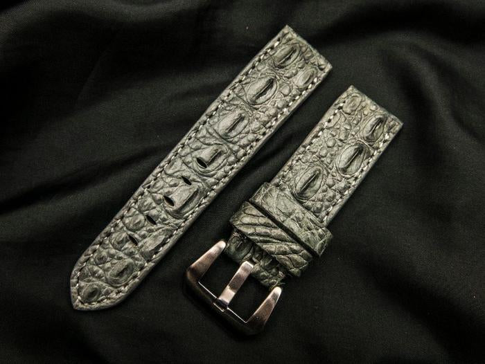 GREY CROCODILE BELLY LEATHER STRAP
