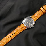 ORANGE CROCODILE HORNBACK LEATHER STRAP - Lac Crado 