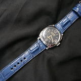 BLUE CROCODILE HORNBACK LEATHER STRAP - Lac Crado 