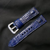 BLUE CROCODILE HORNBACK LEATHER STRAP - Lac Crado 