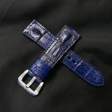 BLUE CROCODILE HORNBACK LEATHER STRAP - Lac Crado 