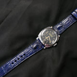 BLUE CROCODILE HORNBACK LEATHER STRAP - Lac Crado 