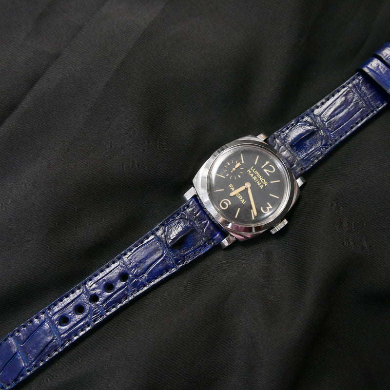 BLUE CROCODILE HORNBACK LEATHER STRAP - Lac Crado 