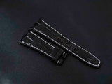 BLACK CROCODILE BELLY LEATHER STRAP