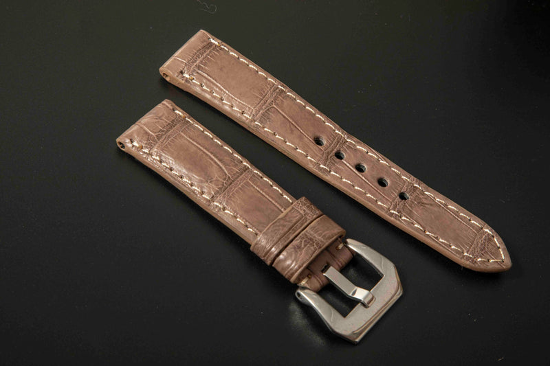 BEIGE CROCODILE BELLY LEATHER STRAP