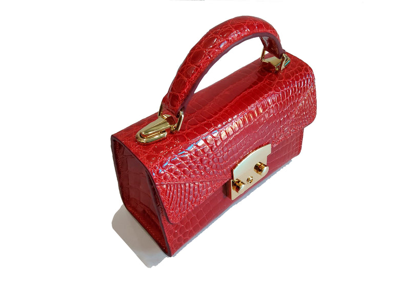 RED HANDMADE GENUINE CROCODILE BAG