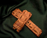 BROWN CROCODILE HORNBACK LEATHER STRAP