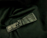 BLACK CROCODILE BELLY LEATHER STRAP