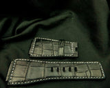 BLACK CROCODILE BELLY LEATHER STRAP