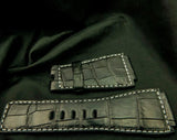 BLACK CROCODILE BELLY LEATHER STRAP