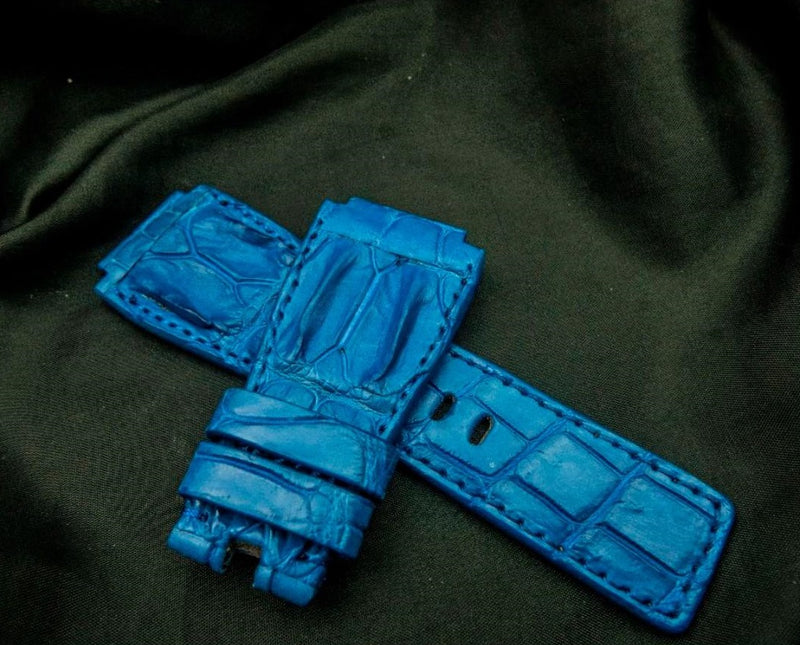 BLUE CROCODILE HORNBACK LEATHER STRAP
