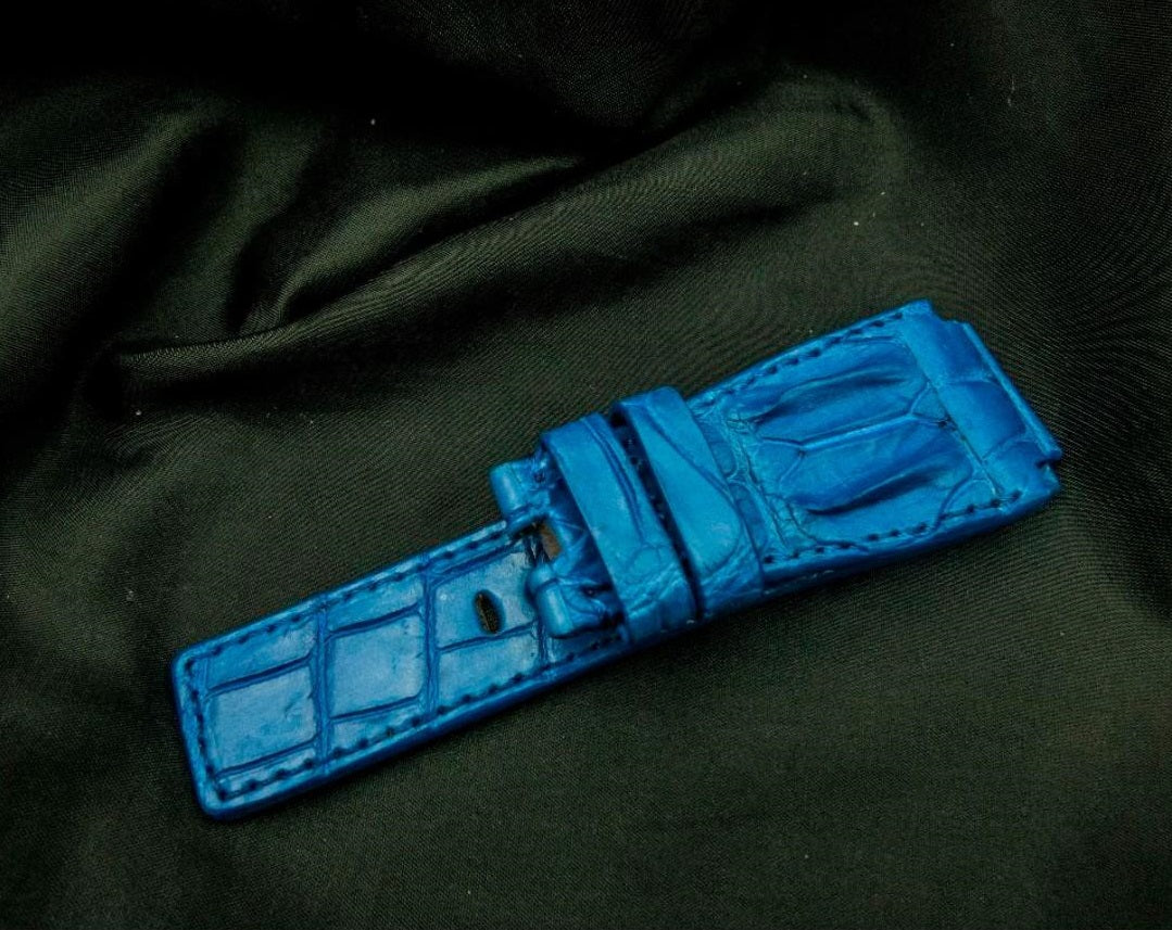 BLUE CROCODILE HORNBACK LEATHER STRAP