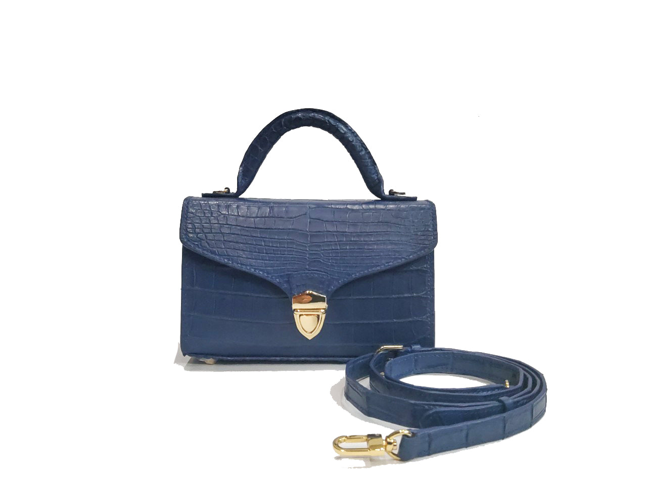 BLUE HANDMADE GENUINE CROCODILE BAG