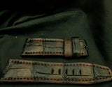 BROWN&BLACK CROCODILE BELLY LEATHER STRAP