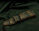 BROWN&BLACK CROCODILE BELLY LEATHER STRAP