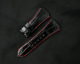 BLACK CROCODILE BELLY LEATHER STRAP