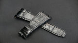 BLACK CROCODILE BELLY LEATHER STRAP