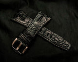 BLACK CROCODILE HORNBACK LEATHER STRAP - Lac Crado 