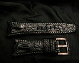 BLACK CROCODILE HORNBACK LEATHER STRAP - Lac Crado 
