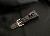 BLACK CROCODILE HORNBACK LEATHER STRAP - Lac Crado 