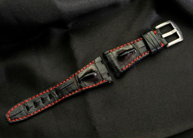 BLACK CROCODILE HORNBACK LEATHER STRAP - Lac Crado 