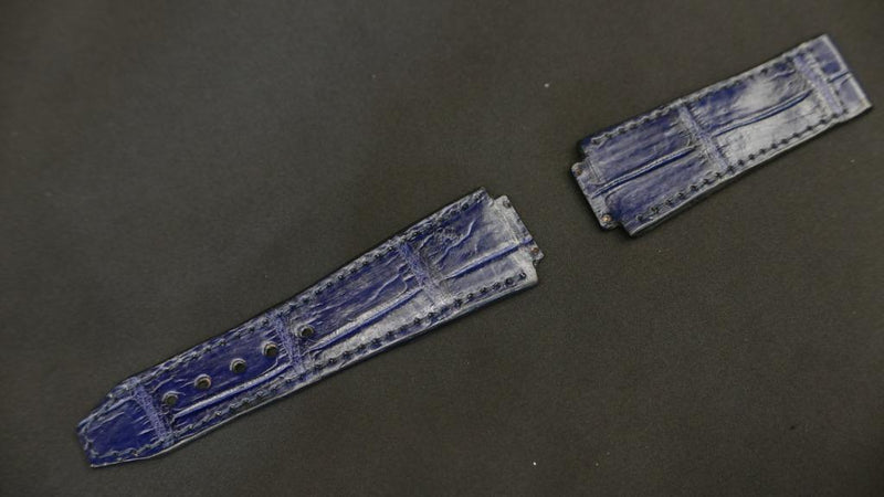 BLUE CROCODILE BELLY LEATHER STRAP