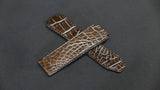 BROWN&SILVER CROCODILE BELLY LEATHER STRAP