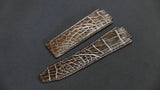 BROWN&SILVER CROCODILE BELLY LEATHER STRAP
