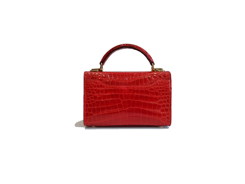 RED HANDMADE GENUINE CROCODILE BAG
