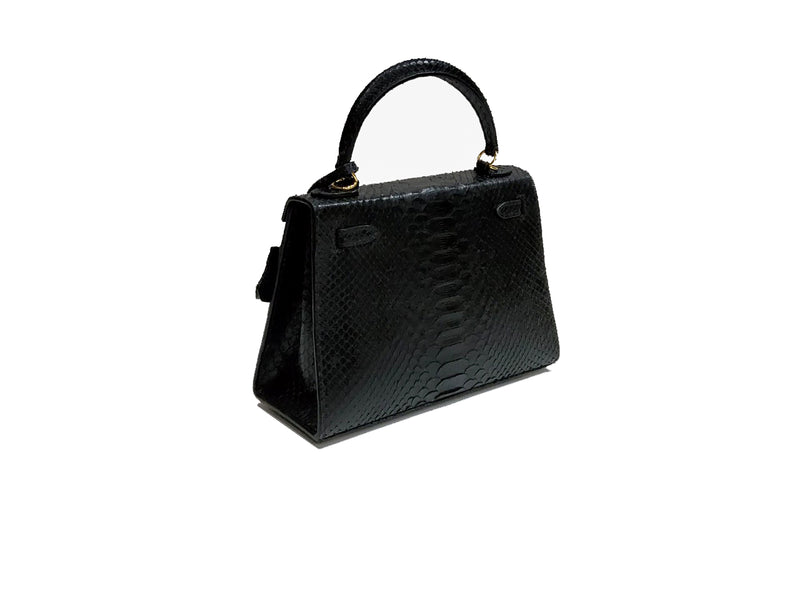 BLACK HANDMADE GENUINE PYTHON BAG