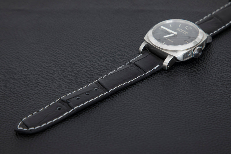 BLACK CROCODILE BELLY LEATHER STRAP - Lac Crado 