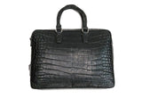 BLACK HANDMADE GENUINE CROCODILE LAPTOP BAG