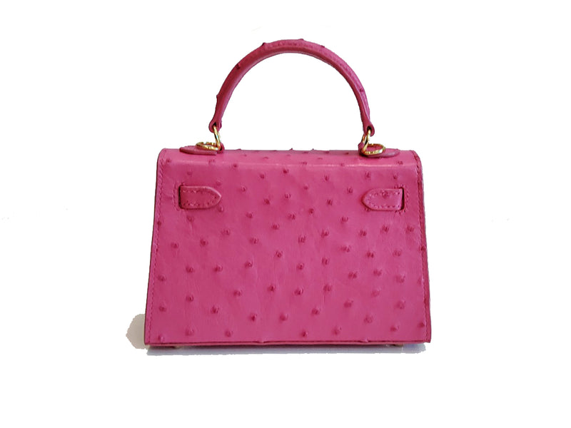PINK HANDMADE GENUINE OSTRICH BAG