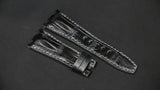 DARK GREY CROCODILE HORNBACK LEATHER STRAP - Lac Crado 