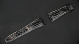 DARK GREY CROCODILE HORNBACK LEATHER STRAP - Lac Crado 
