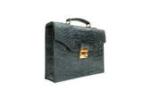 BLACK HANDMADE GENUINE CROCODILE LAPTOP BAG
