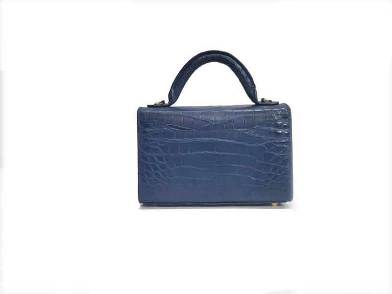 BLUE HANDMADE GENUINE CROCODILE BAG
