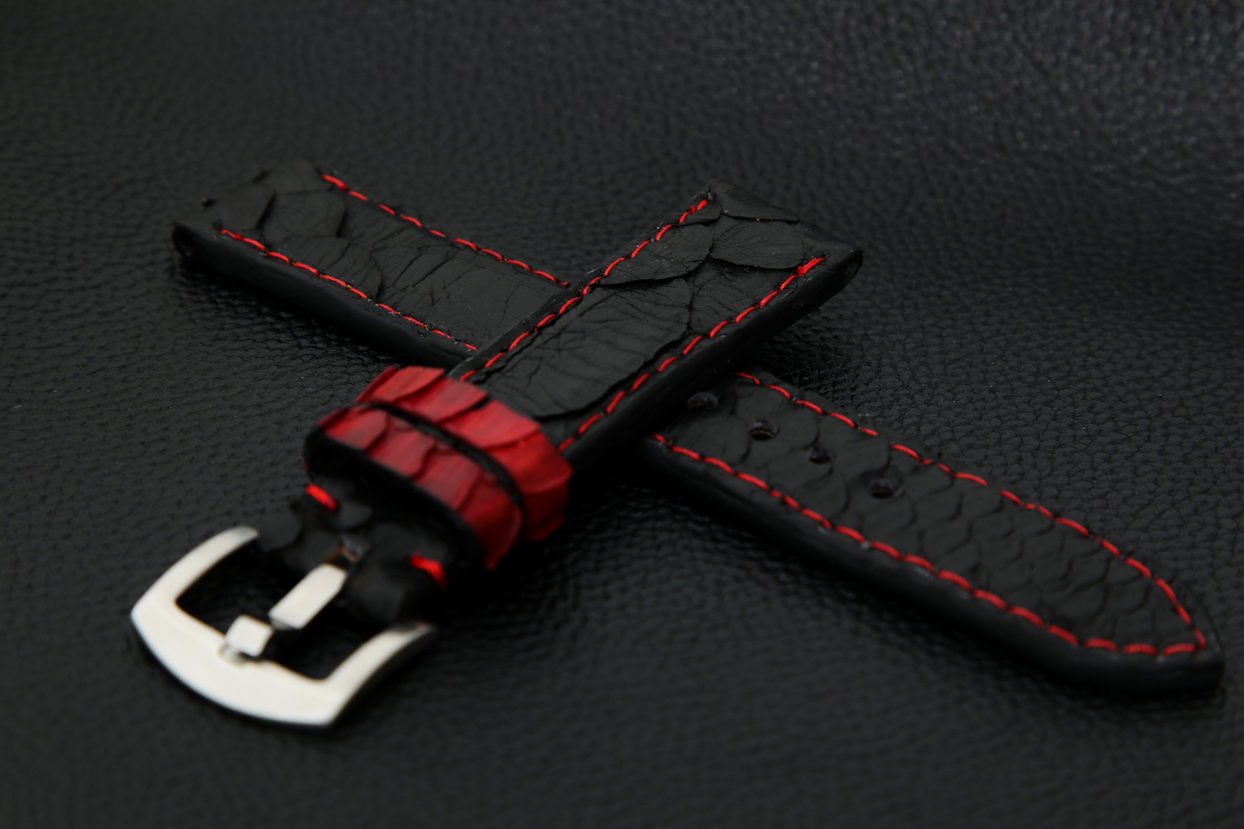 BLACK PYTHON LEATHER STRAP