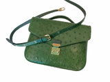 GREEN HANDMADE GENUINE OSTRICH BAG